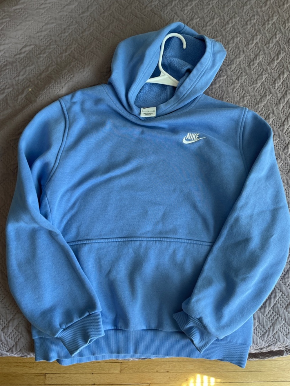 Nike Light Blue Hoodie with White Swoosh